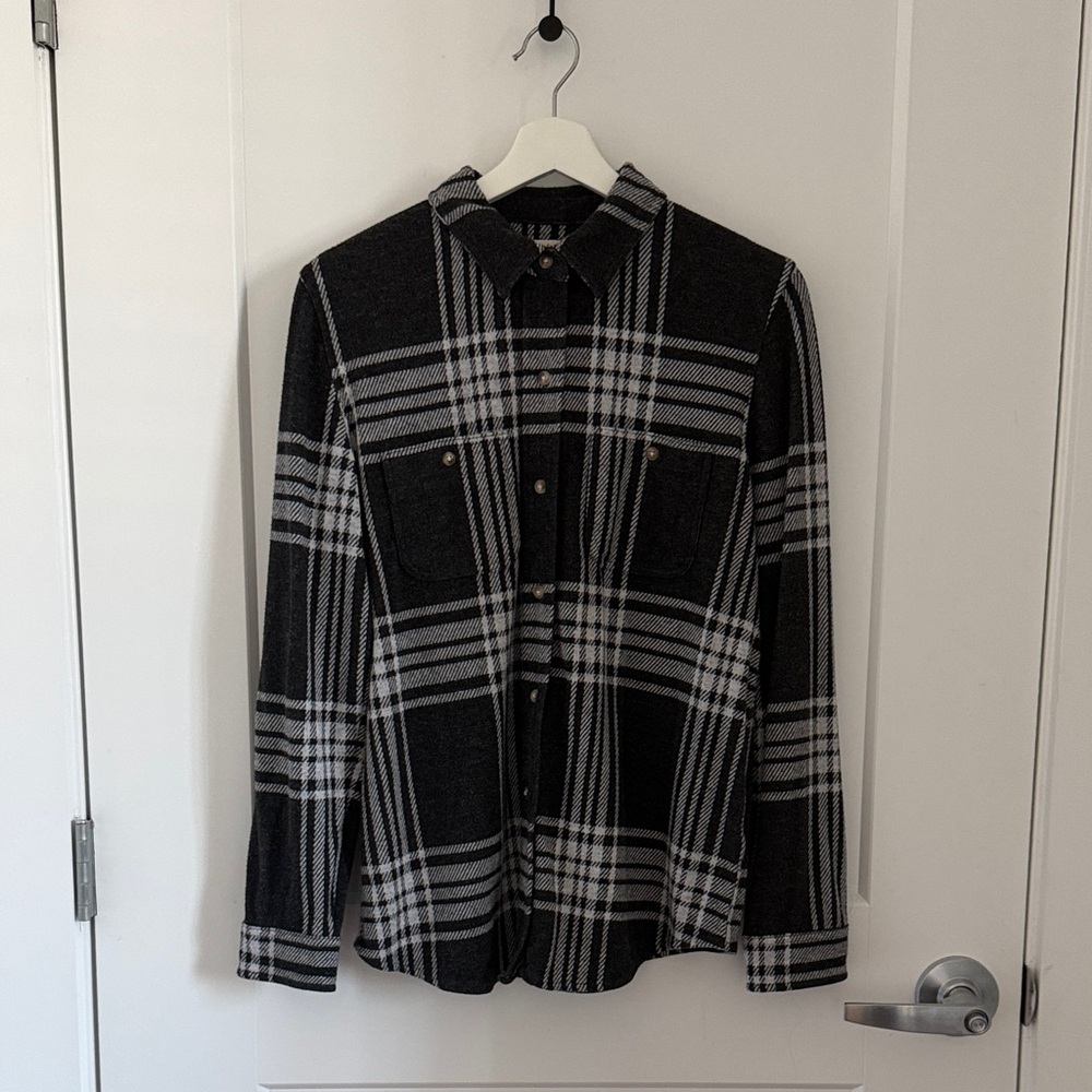 Faherty Legend Sweater Shirt - Charcoal and White Plaid Button-Up